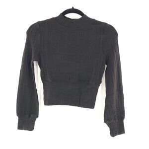 Band Of The Free Cable Knit Crop Top Women XS Black Academia Gypsy Dark Boho NWT